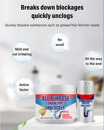STRONG N POWERFUL PIPE/DRAIN UNBLOCKER ( BUY 1 GET 1 FREE )  -  Deep Clean, Fresh Shine