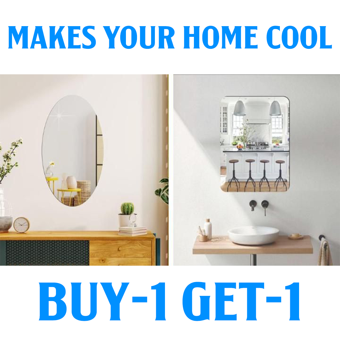 Mirror Wall Art Sticker - (Oval+Rectangular)