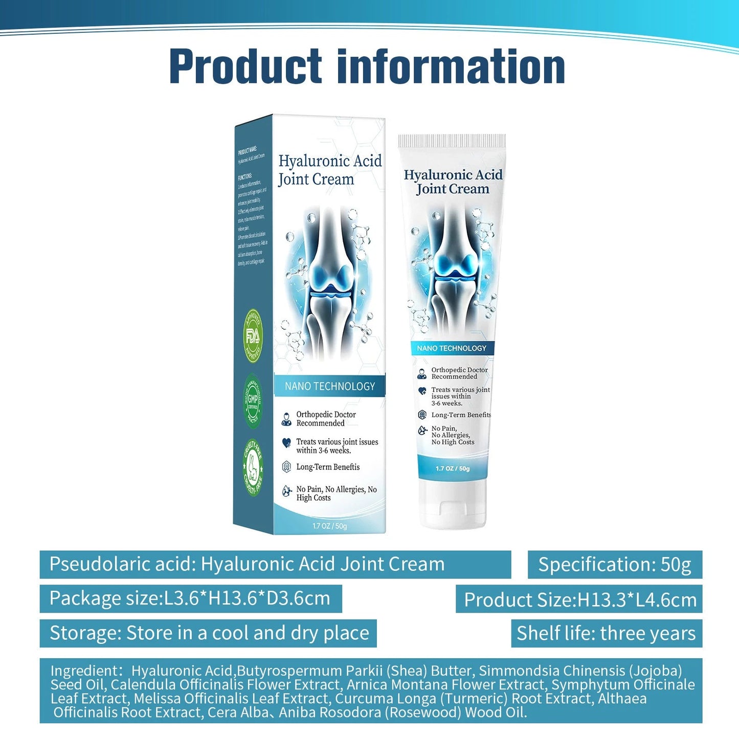 1-4X Hyaluronic Acid Joint Repair Care Cream( BUY 1 GET 1 FREE )