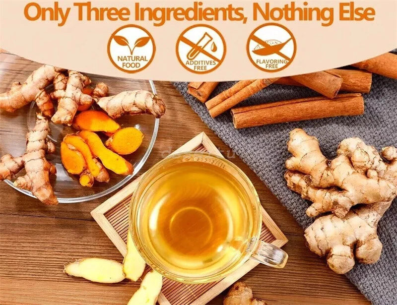 Turmeric, Ginger, Cinnamon Tea Bags, 100% Natural & No Additives & Caffeine Free